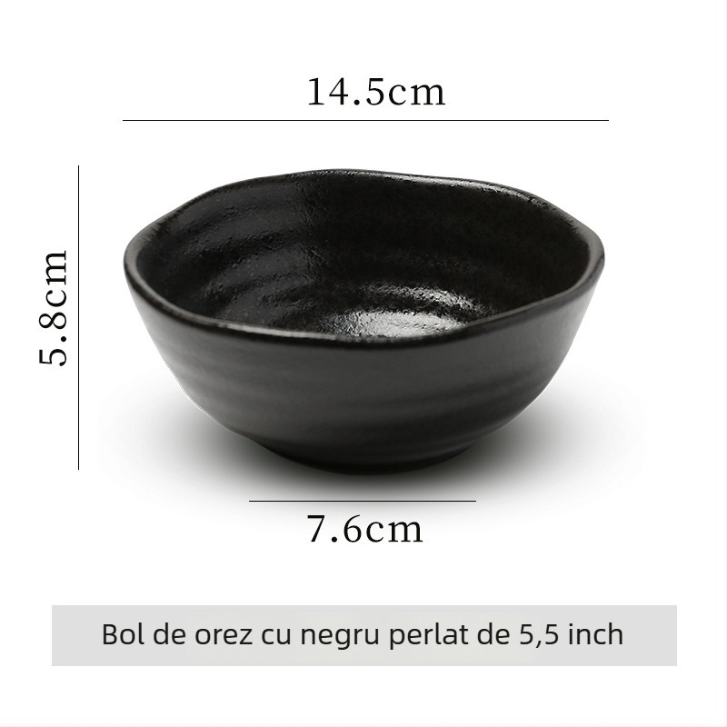 Vas ceramic pentru orez, stil japonez, finisaj subglazură, compatibil cu microunde, logo imprimat, personalizare disponibilă