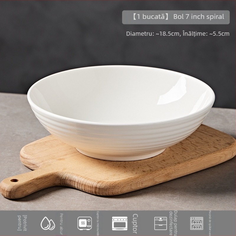 Bol ceramic pentru noodle cu model desen animat, stil Nordic, formă rotundă, compatibil cu microunde