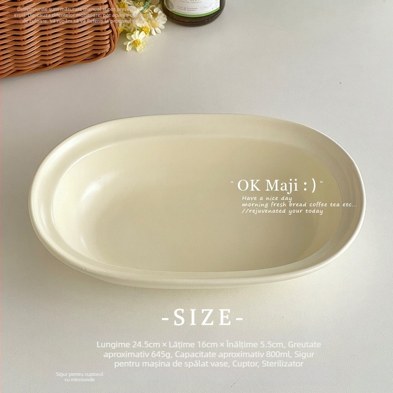 Vas ceramic oval pentru friteuză cu aer și cuptor – bol pentru ouă fierte la abur și orez copt, stil simplu