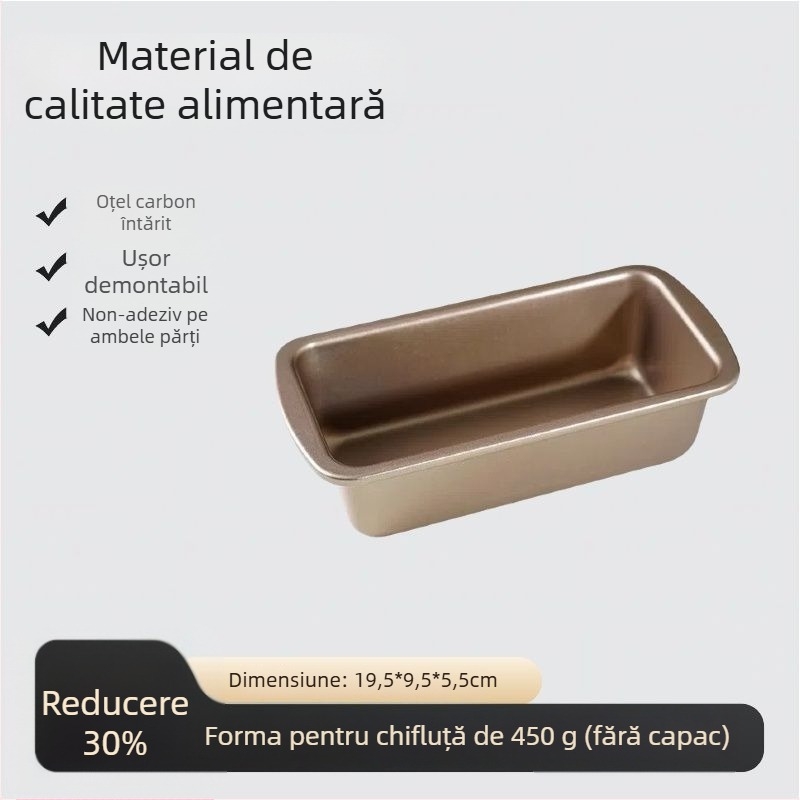 Formă de toast cu capac, din material alimentar, 450 g capacitate, antiaderentă, pentru cuptor