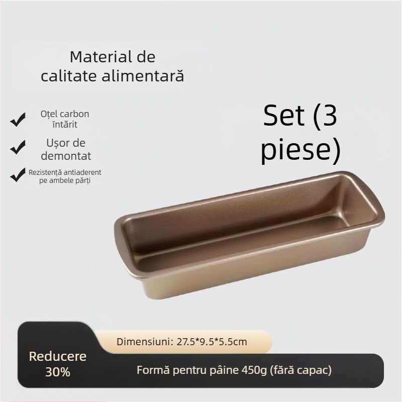 Formă de toast cu capac, din material alimentar, 450 g capacitate, antiaderentă, pentru cuptor