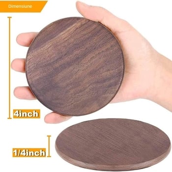 Suport rotund din lemn pentru ceai ceremonial, lemn de nuc, izolație, imprimare logo disponibilă, personalizabil, Brand Warm Pavilion, Seria grd, lansat 2024-01-01