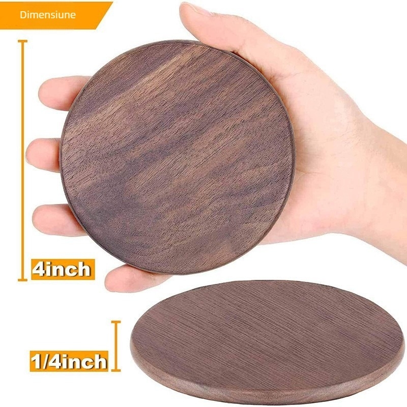 Suport rotund din lemn pentru ceai ceremonial, lemn de nuc, izolație, imprimare logo disponibilă, personalizabil, Brand Warm Pavilion, Seria grd, lansat 2024-01-01