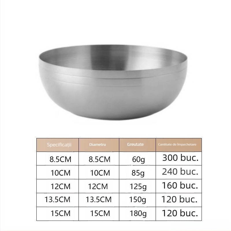 Vas din oțel inoxidabil 304, stil coreean, cu capac, cu un singur strat, finisaj periat, potrivit pentru sosuri și murături