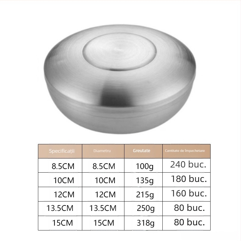 Vas din oțel inoxidabil 304, stil coreean, cu capac, cu un singur strat, finisaj periat, potrivit pentru sosuri și murături