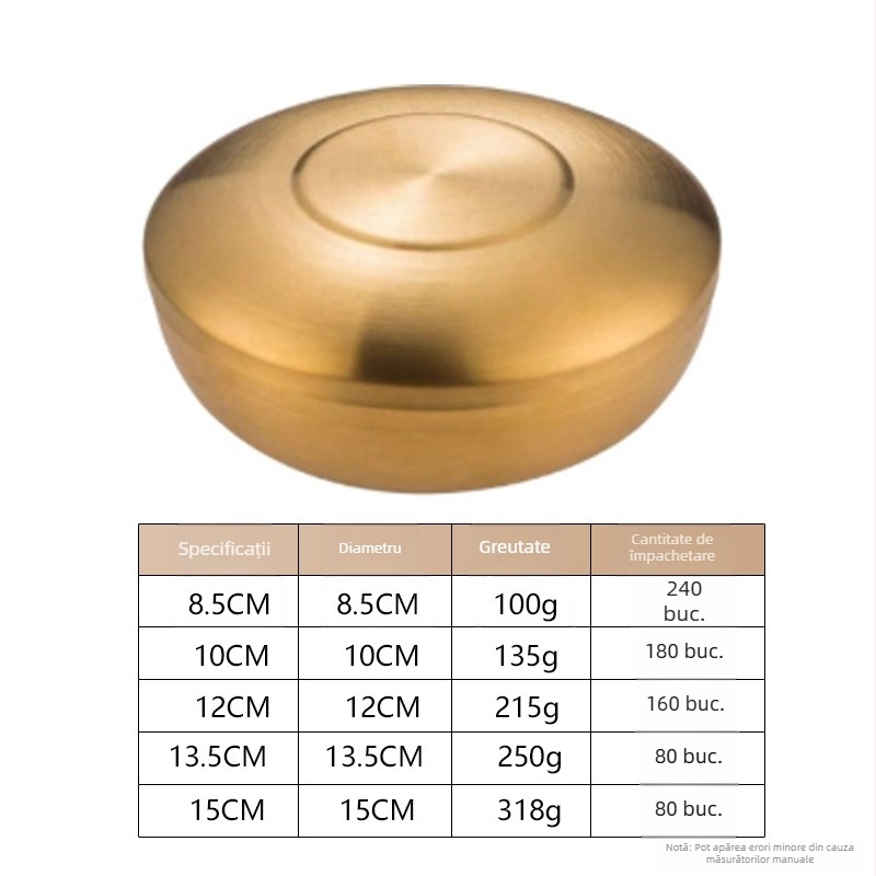 Vas din oțel inoxidabil 304, stil coreean, cu capac, cu un singur strat, finisaj periat, potrivit pentru sosuri și murături