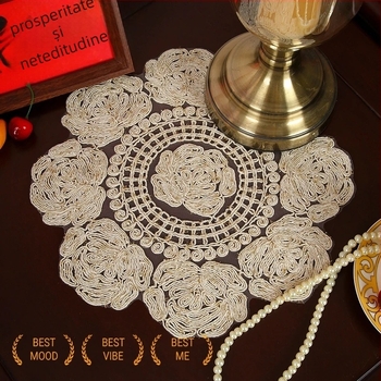 Set brodat de fețe de masă și suporturi pentru pahare, covoraș decorativ pentru vază, poliester, formă neregulată, stil chinezesc nou, premium