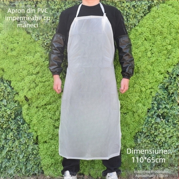 Șorț cu mâneci din PVC – impermeabil, rezistent la ulei, mâneci transparente mate, lungime 1.2 m