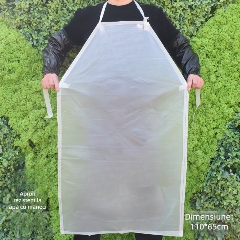 Șorț cu mâneci din PVC – impermeabil, rezistent la ulei, mâneci transparente mate, lungime 1.2 m