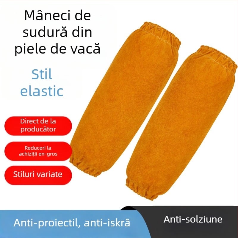 Manșete de sudură din piele de vită, protecție, 300 g, pentru sudură, tăiere și șlefuire