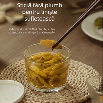 Recipient din sticlă cu capac etanș, anti-scurgere, pentru murături, depozitare în frigider, previne amestecarea aromelor, mic recipient pentru murături