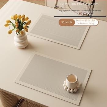 Covor de masă din piele, culoare solidă, formă pătrată, stil simplu, lansare primăvara 2024