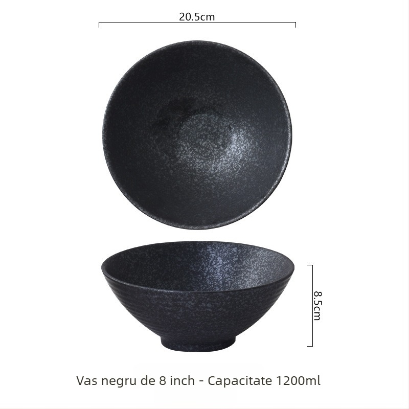 Vas ceramic cu decor floral sub glazură, formă rotundă, în stil nou chinezesc, compatibil cu microunde