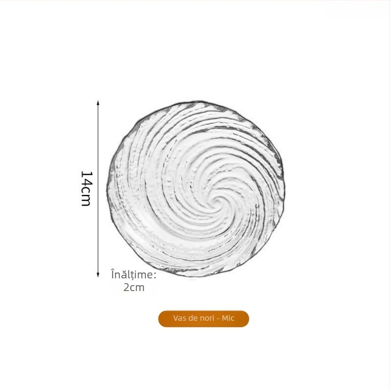Vas de sticlă cu model de gheață: boluri și farfurii neregulate pentru fructe, farfurii transparente pentru deserturi, boluri pentru zahăr cu apă; handmade, posibilitate de personalizare, stil modern minimalist