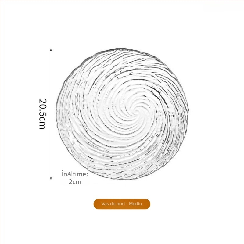 Vas de sticlă cu model de gheață: boluri și farfurii neregulate pentru fructe, farfurii transparente pentru deserturi, boluri pentru zahăr cu apă; handmade, posibilitate de personalizare, stil modern minimalist