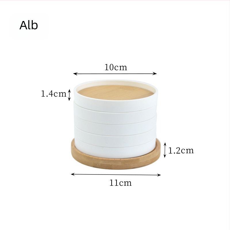 Zhubaijia suporturi pentru pahare – ABS și bambus, cu logo tipărit, ambalate în pungă OPP, 320 g