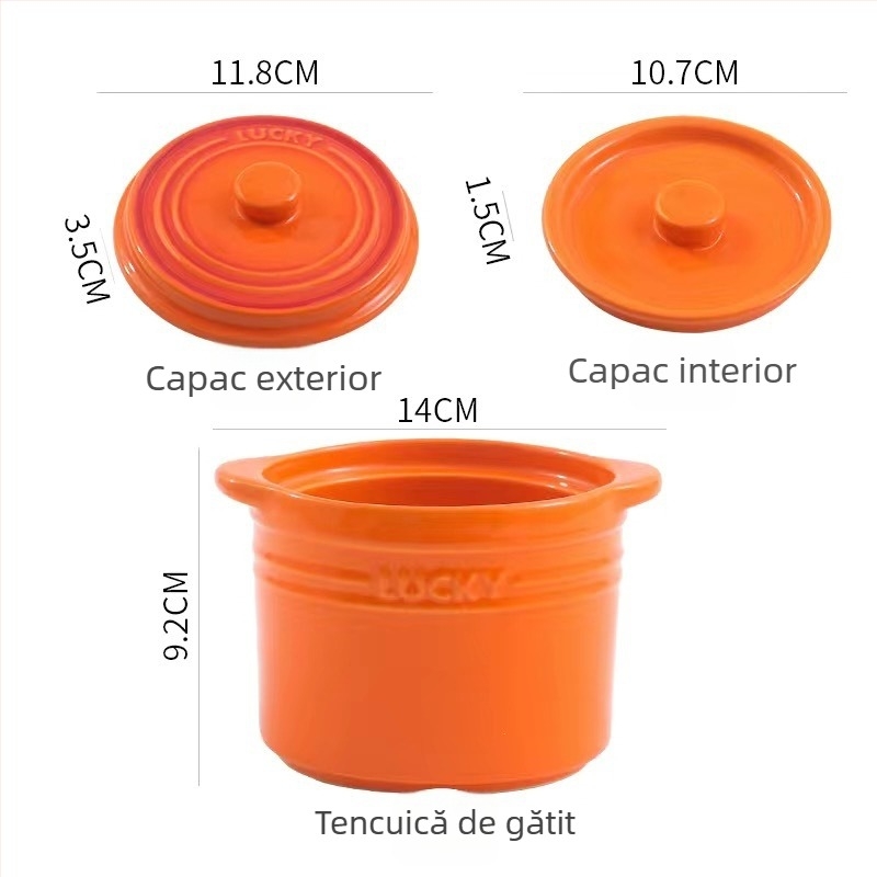 Vas ceramic pentru ouă la abur cu capac dublu – porție pentru o singură persoană, compatibil cu microunde, finisaj glazură monocrom