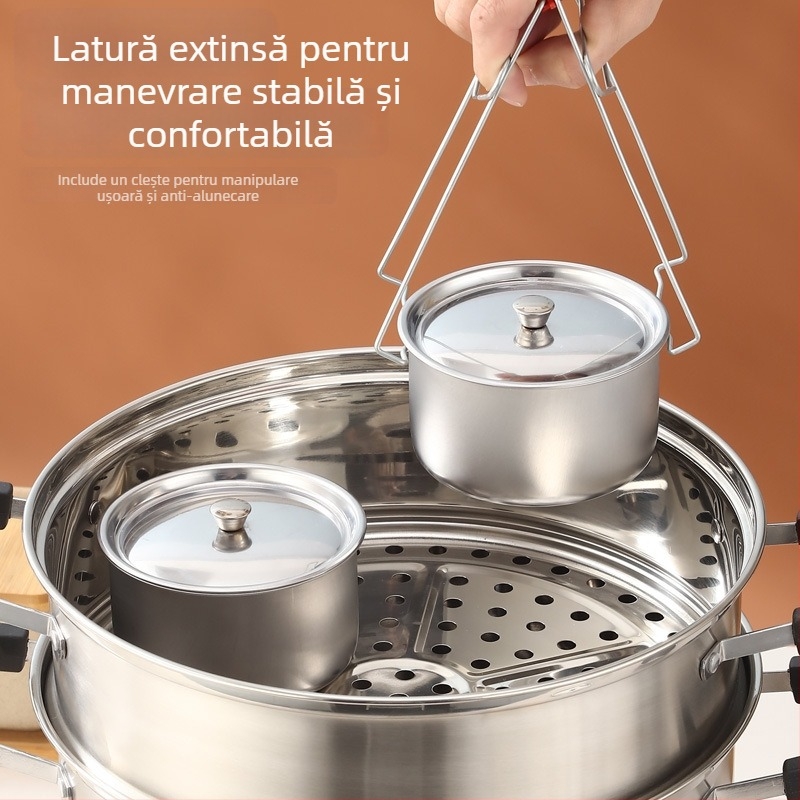 Vas pentru ouă la abur din oțel inoxidabil cu capac – rotund, rezistent la temperaturi înalte, personalizabil cu logo