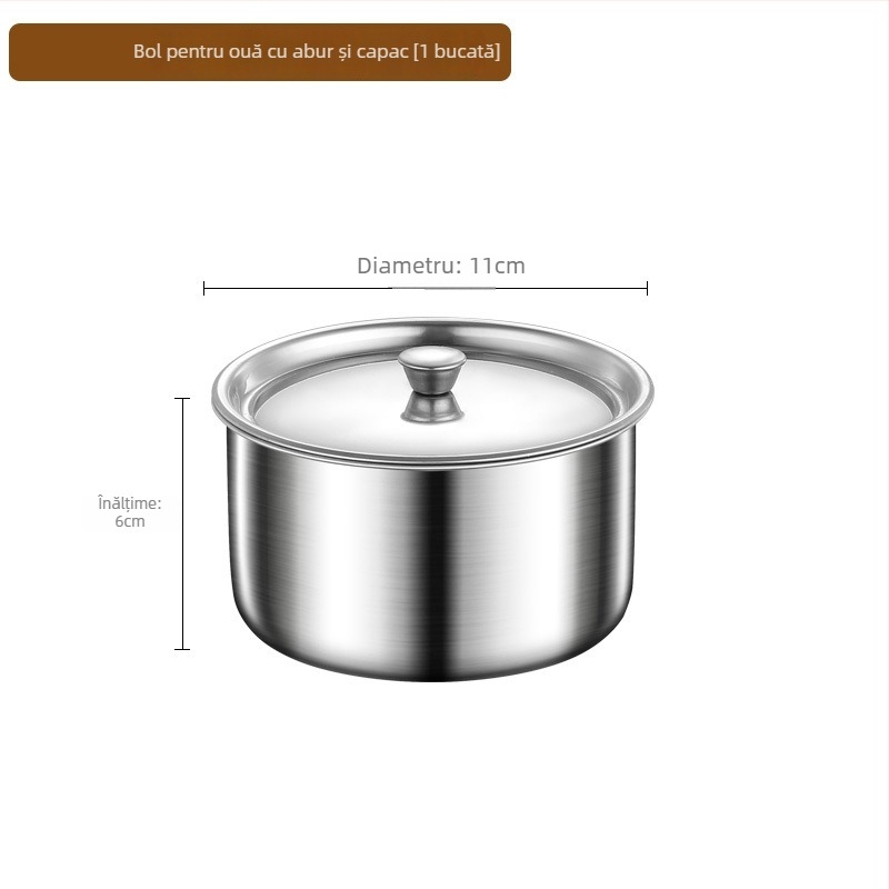 Vas pentru ouă la abur din oțel inoxidabil cu capac – rotund, rezistent la temperaturi înalte, personalizabil cu logo