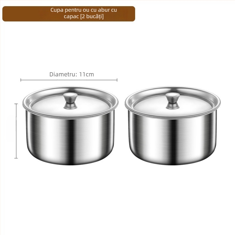 Vas pentru ouă la abur din oțel inoxidabil cu capac – rotund, rezistent la temperaturi înalte, personalizabil cu logo