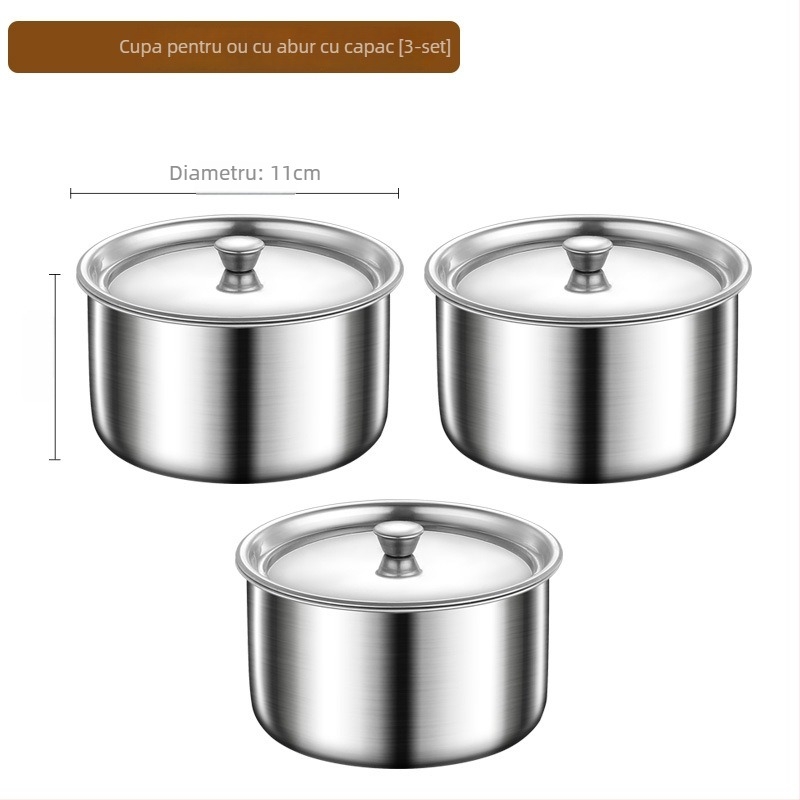 Vas pentru ouă la abur din oțel inoxidabil cu capac – rotund, rezistent la temperaturi înalte, personalizabil cu logo