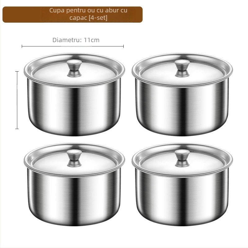 Vas pentru ouă la abur din oțel inoxidabil cu capac – rotund, rezistent la temperaturi înalte, personalizabil cu logo