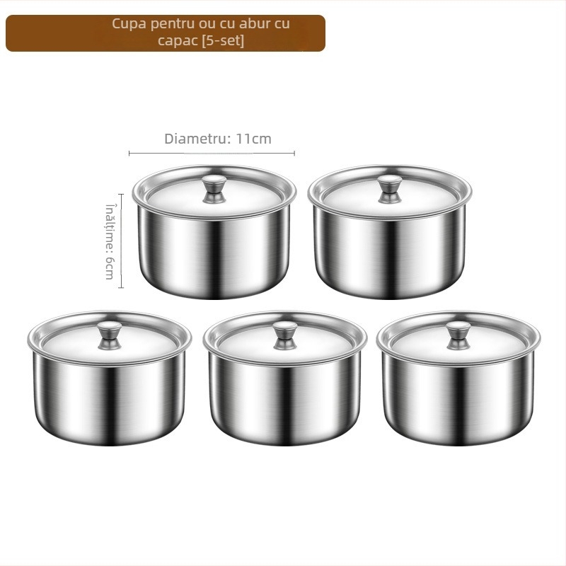 Vas pentru ouă la abur din oțel inoxidabil cu capac – rotund, rezistent la temperaturi înalte, personalizabil cu logo