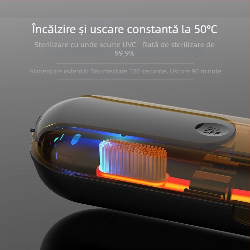 Cutie portabilă pentru tacâmuri cu dezinfecție UV pentru călătorii — ABS, dezinfectare și uscare, cu bețișe pentru mâncare și lingură, brand Aigryo, seria Mamă și Copil