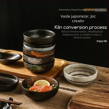 Bol de porțelan rotund — stil retro, finisaj sub glazură, imprimare logo, personalizabil