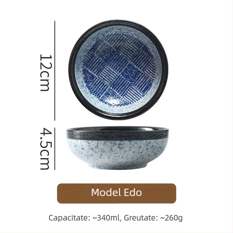 Bol de porțelan rotund — stil retro, finisaj sub glazură, imprimare logo, personalizabil