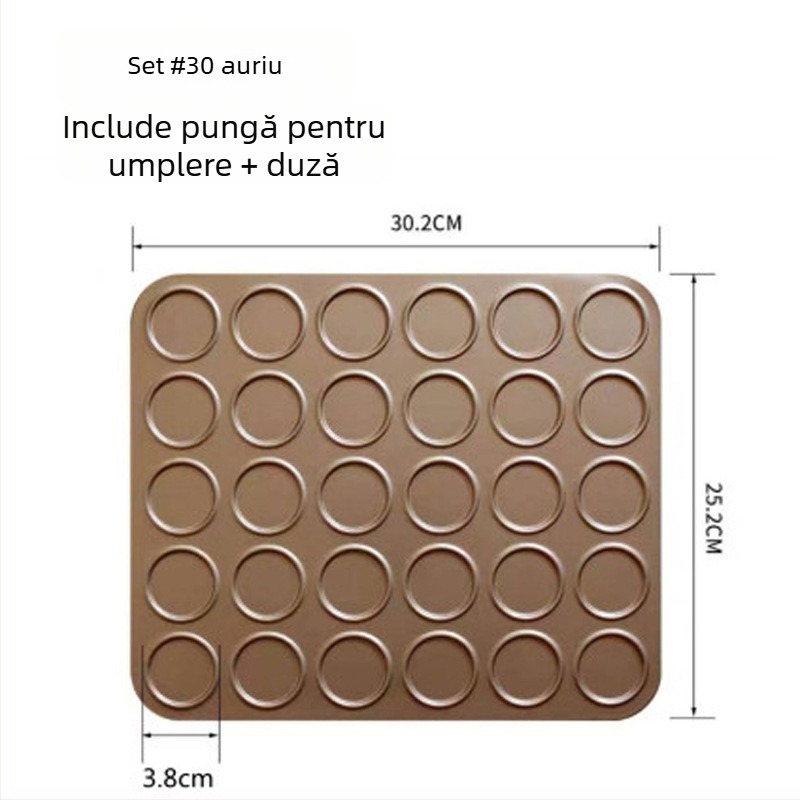 Set de 30 de forme pentru macarons și fursecuri, tavă antiaderentă de copt