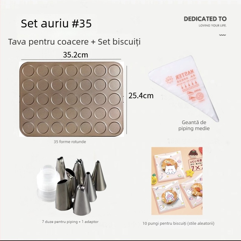 Set de 30 de forme pentru macarons și fursecuri, tavă antiaderentă de copt