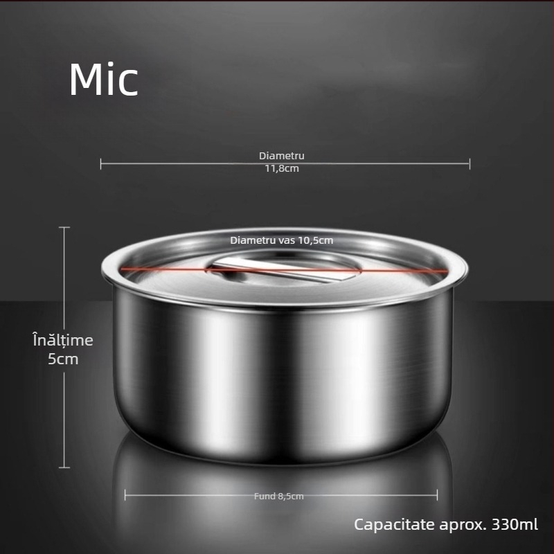 Vas din oțel inoxidabil 304 – rotund, alimentară, suprafață periată și satinat, turnată într-o singură piesă