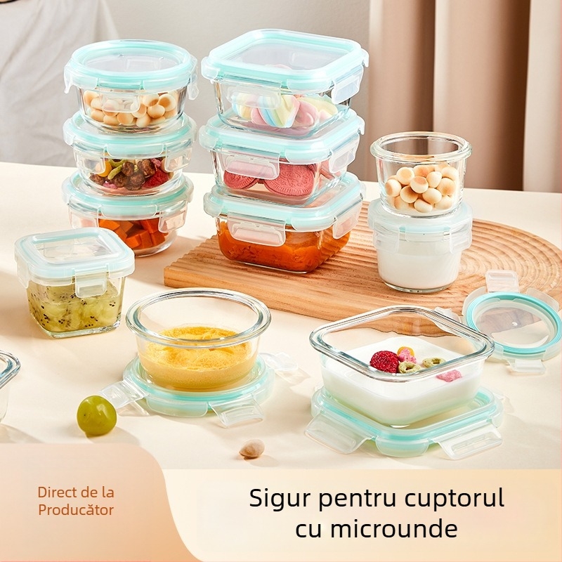 Bol de hrană pentru bebeluși din sticlă cu compartimente — Hongzhu, de la 6 luni în sus, Cod produs WSDLZSMDWWD