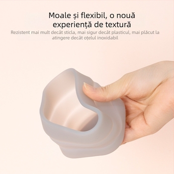 Vas din silicon pentru hrănire bebeluși, cu capac, pliabil, din materiale alimentare, marcă Yijiu, potrivit de la 3 luni