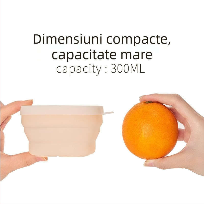 Vas din silicon pentru hrănire bebeluși, cu capac, pliabil, din materiale alimentare, marcă Yijiu, potrivit de la 3 luni