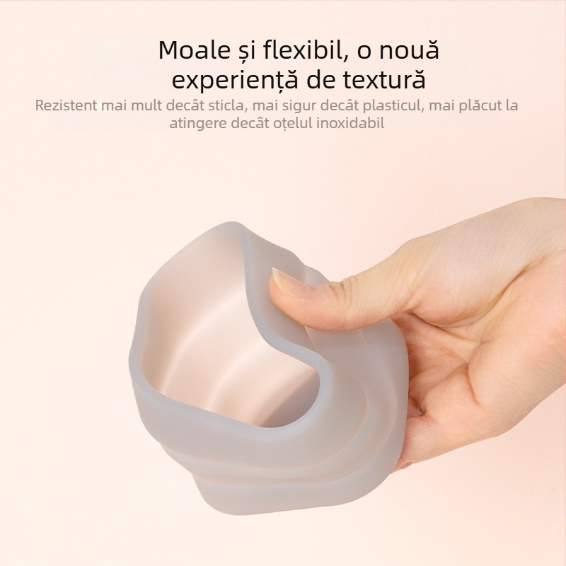 Vas din silicon pentru hrănire bebeluși, cu capac, pliabil, din materiale alimentare, marcă Yijiu, potrivit de la 3 luni