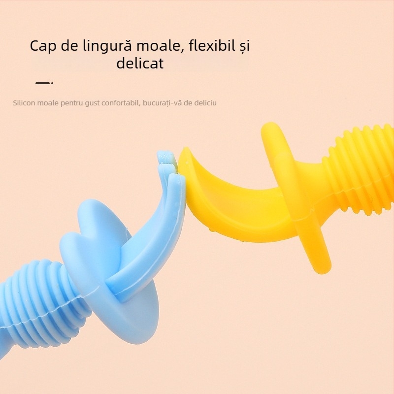 Set din silicon pentru hrănire bebeluți: linguriță de antrenament și furculiță pentru sugari de peste 3 luni