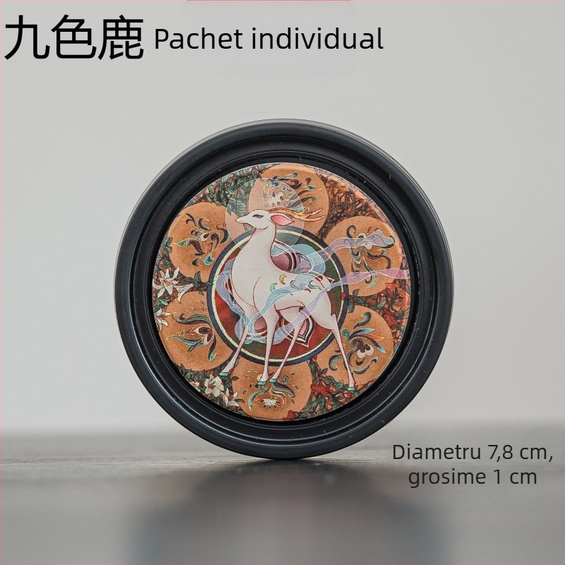 Tava rotundă de ceai din ceramică, suprafață absorbantă, model cerb, suport de ceai cu uscare rapidă