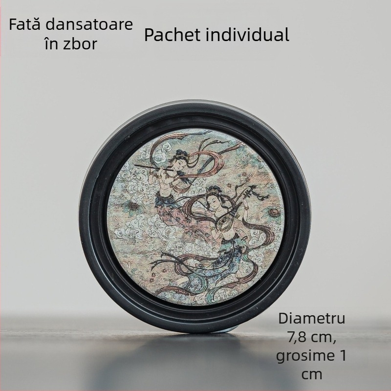 Tava rotundă de ceai din ceramică, suprafață absorbantă, model cerb, suport de ceai cu uscare rapidă