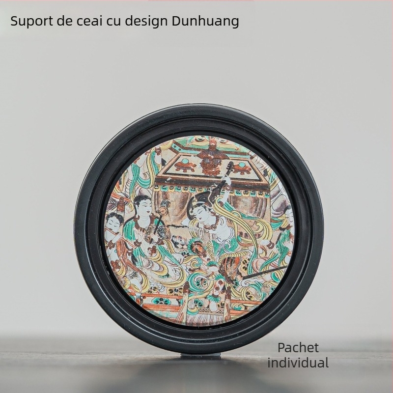 Tava rotundă de ceai din ceramică, suprafață absorbantă, model cerb, suport de ceai cu uscare rapidă