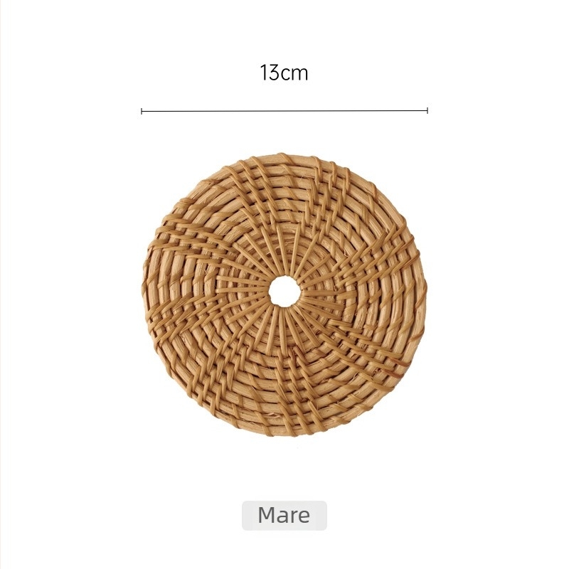 Set rotund din rătan pentru ceremoniile de ceai – suporturi antialunecare, suport pentru cești, izolație termică