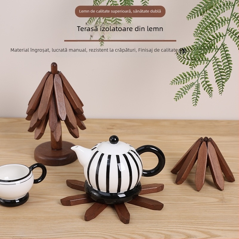 Covoraș de masă din lemn, stil Nordic, formă neregulată, rezistent la căldură, calitate premium