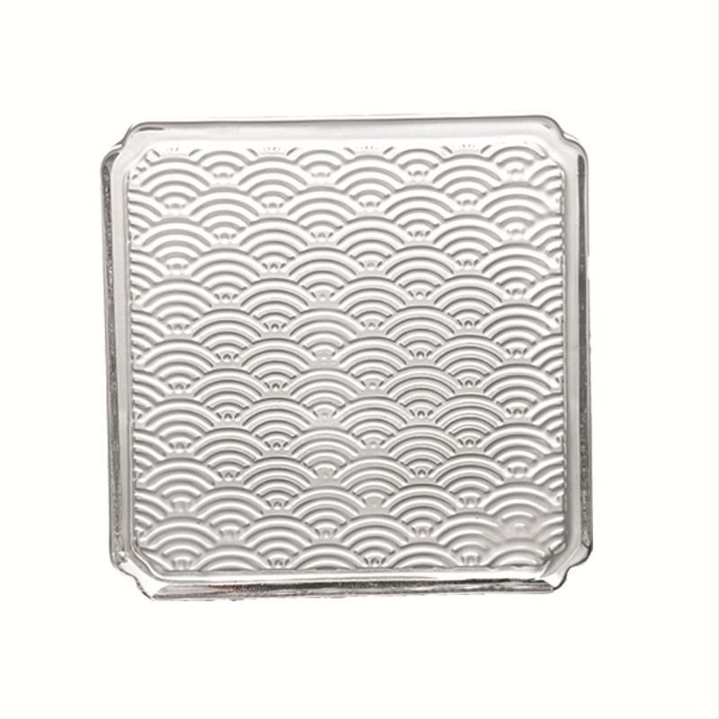 Suport din sticlă pentru ceai și coaster în stil japonez, cu model Xiangyun Waves (rotund și pătrat) – accesorii pentru setul de ceai