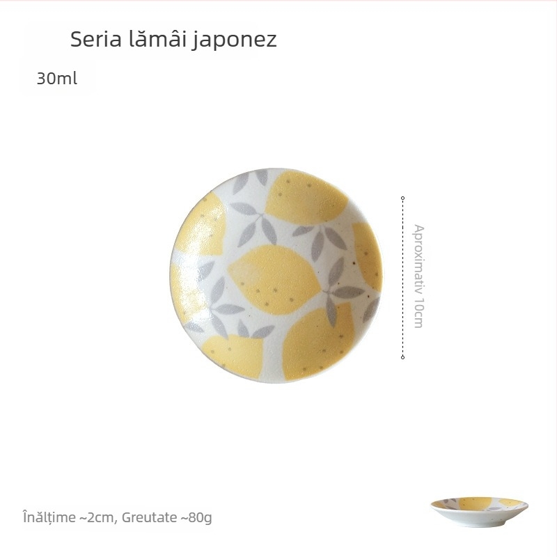Nishida Koyu set ceramic în stil japonez, serie cu lămâie, 5 piese – farfurioare mici și boluri pentru orez, cu motiv floral