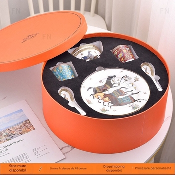 Set de veselă din porțelan osos, 10 piese, ambalaj cadou, compatibil cu microunde, logo personalizabil