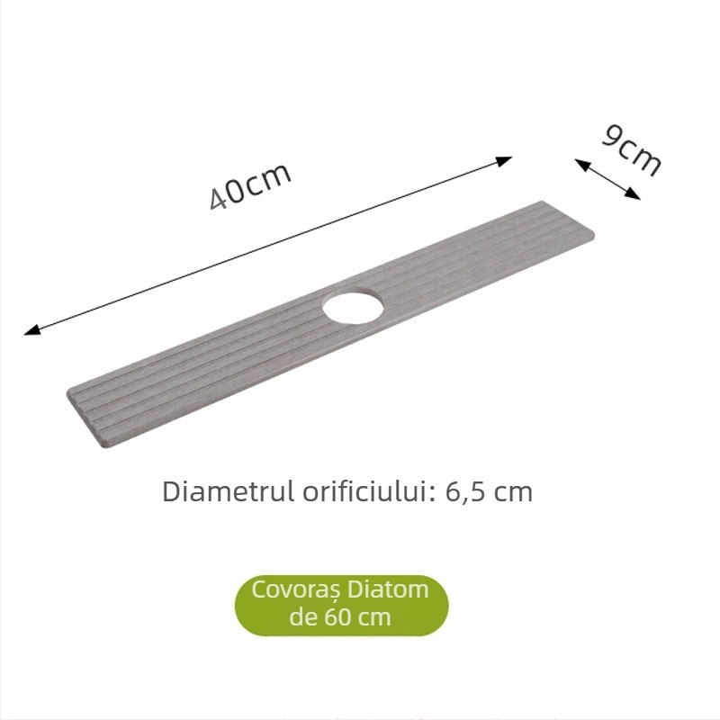 Pad absorbent cu diatomită pentru robinet și chiuvetă, pătrat din lemn, culoare solidă, stil modern minimalist