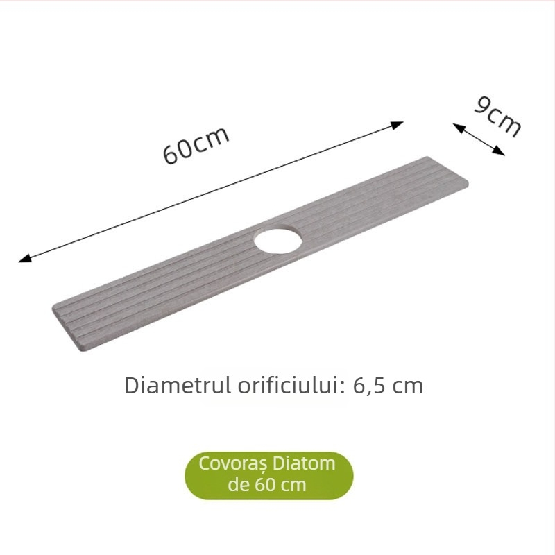 Pad absorbent cu diatomită pentru robinet și chiuvetă, pătrat din lemn, culoare solidă, stil modern minimalist