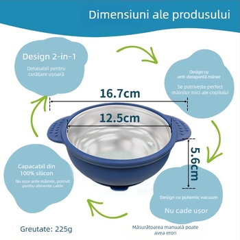 Farfurie de masă din silicon pentru copii cu divizori, set de 1 piesă, compartiment cu trei pătrate pentru pudră de lapte, potrivită copiilor de la 3 luni în sus, stil minimalist, proaspăt și drăguț