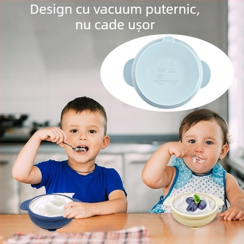 Farfurie de masă din silicon pentru copii cu divizori, set de 1 piesă, compartiment cu trei pătrate pentru pudră de lapte, potrivită copiilor de la 3 luni în sus, stil minimalist, proaspăt și drăguț